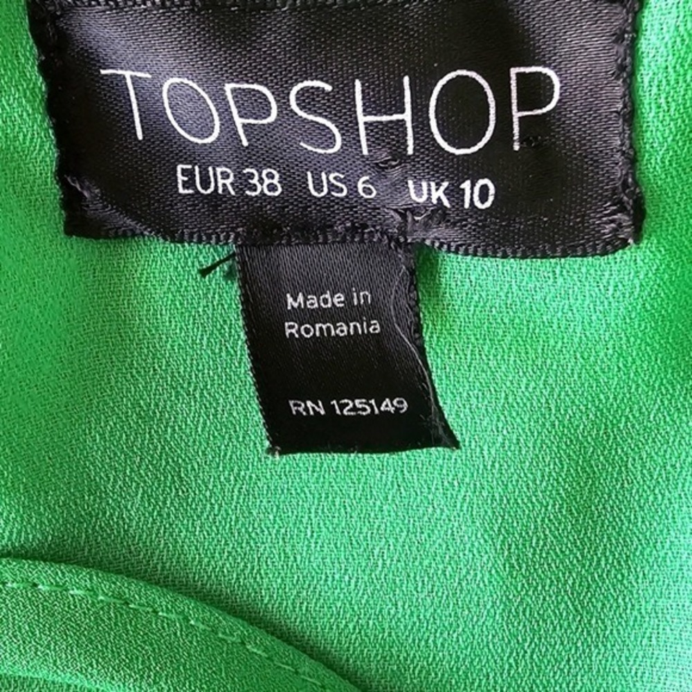 Topshop Green Strappy Split Front Cami Mini Dress Womens Size 6 - Picture 4 of 5